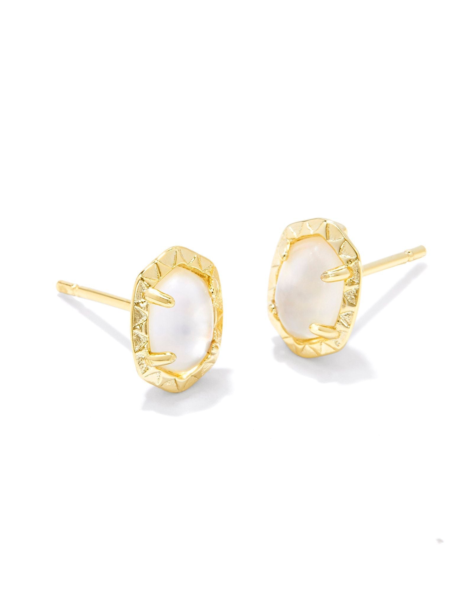 Daphne Stud Earrings Gold Ivory MOP - She Chester