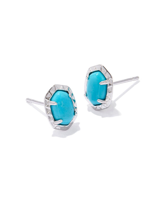 Daphne Stud Earrings Rhodium Variegated Turquoise - She Chester