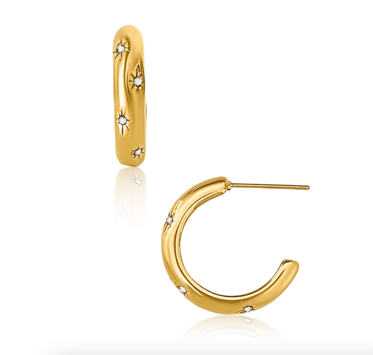 Darby Sunburst Gold Hoop Earrings - She Chester