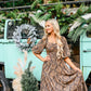 Dark Floral Smocked Maxi Dress - She Chester