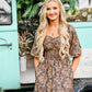 Dark Floral Smocked Maxi Dress - She Chester