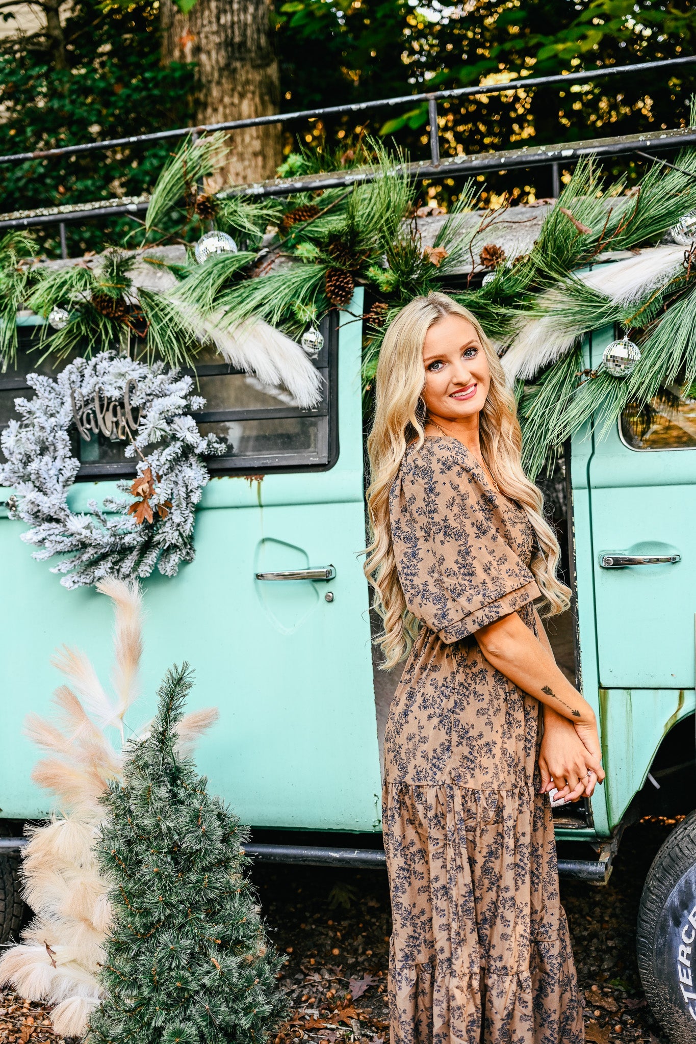 Dark Floral Smocked Maxi Dress - She Chester
