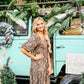 Dark Floral Smocked Maxi Dress - She Chester