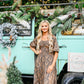 Dark Floral Smocked Maxi Dress - She Chester