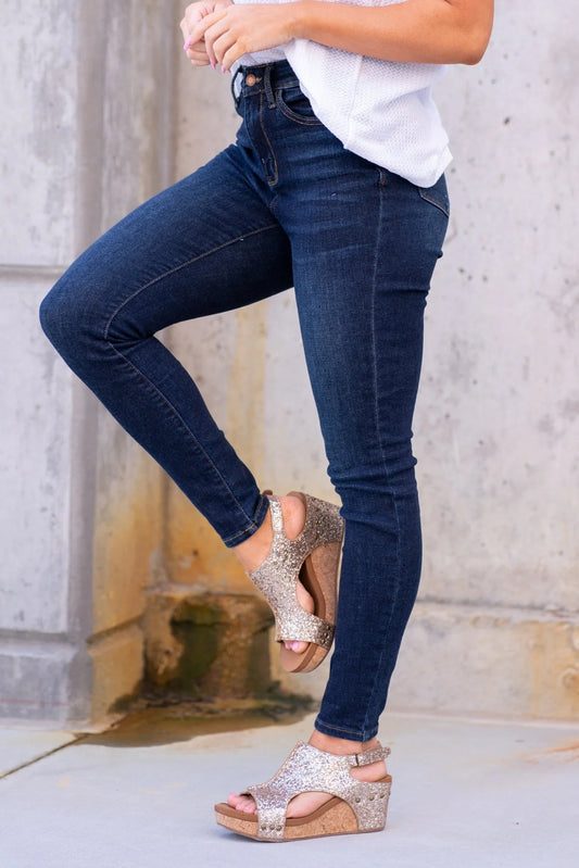 Dark Wash High Waist Skinny Jeans Core Style 82253 - She Chester