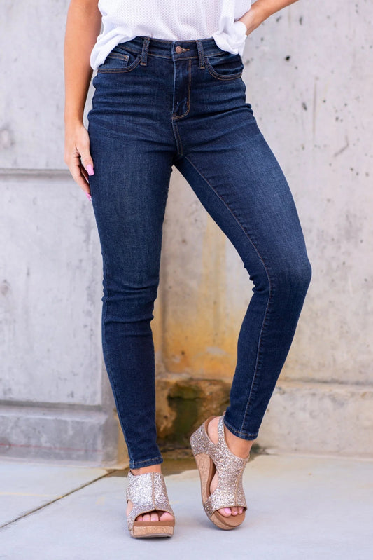 Dark Wash High Waist Skinny Jeans Core Style 82253 - She Chester