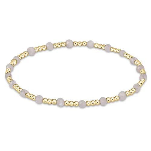 GEMSTONE GOLD SINCERITY PATTERN 3MM BEAD BRACELET - MOONSTONE