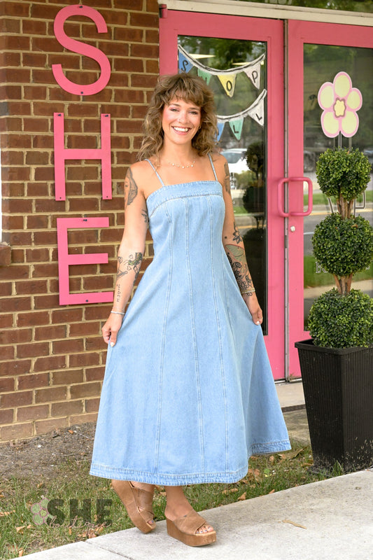 Declan Denim Midi Dress - She Chester