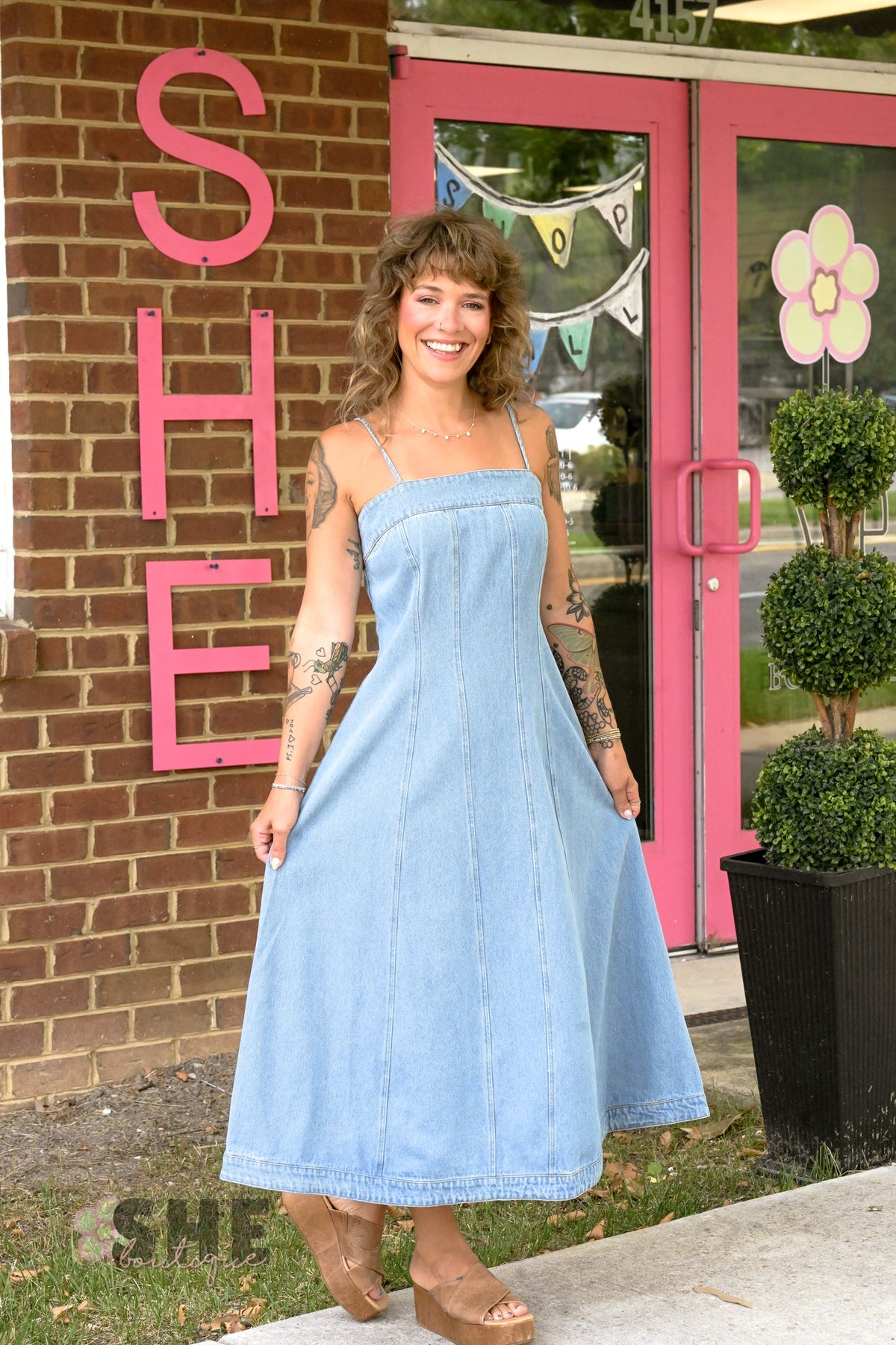 Declan Denim Midi Dress - She Chester