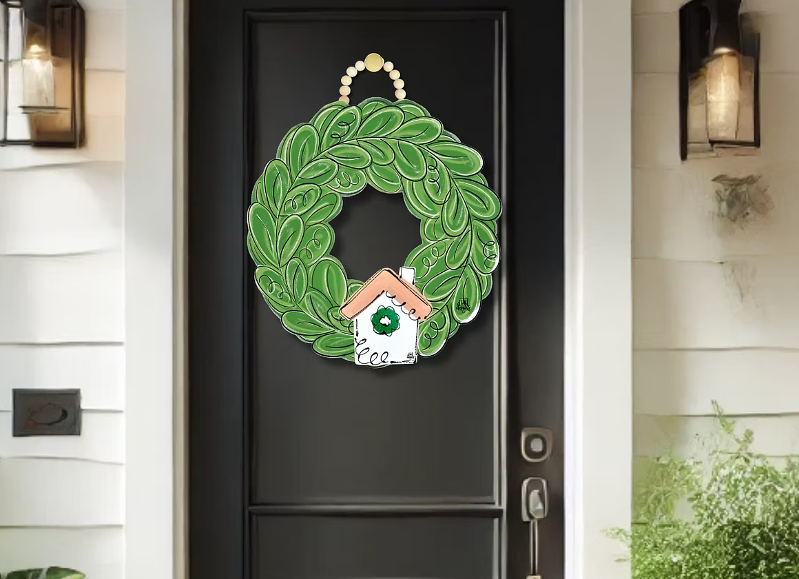 Green Wreath Door Hanger