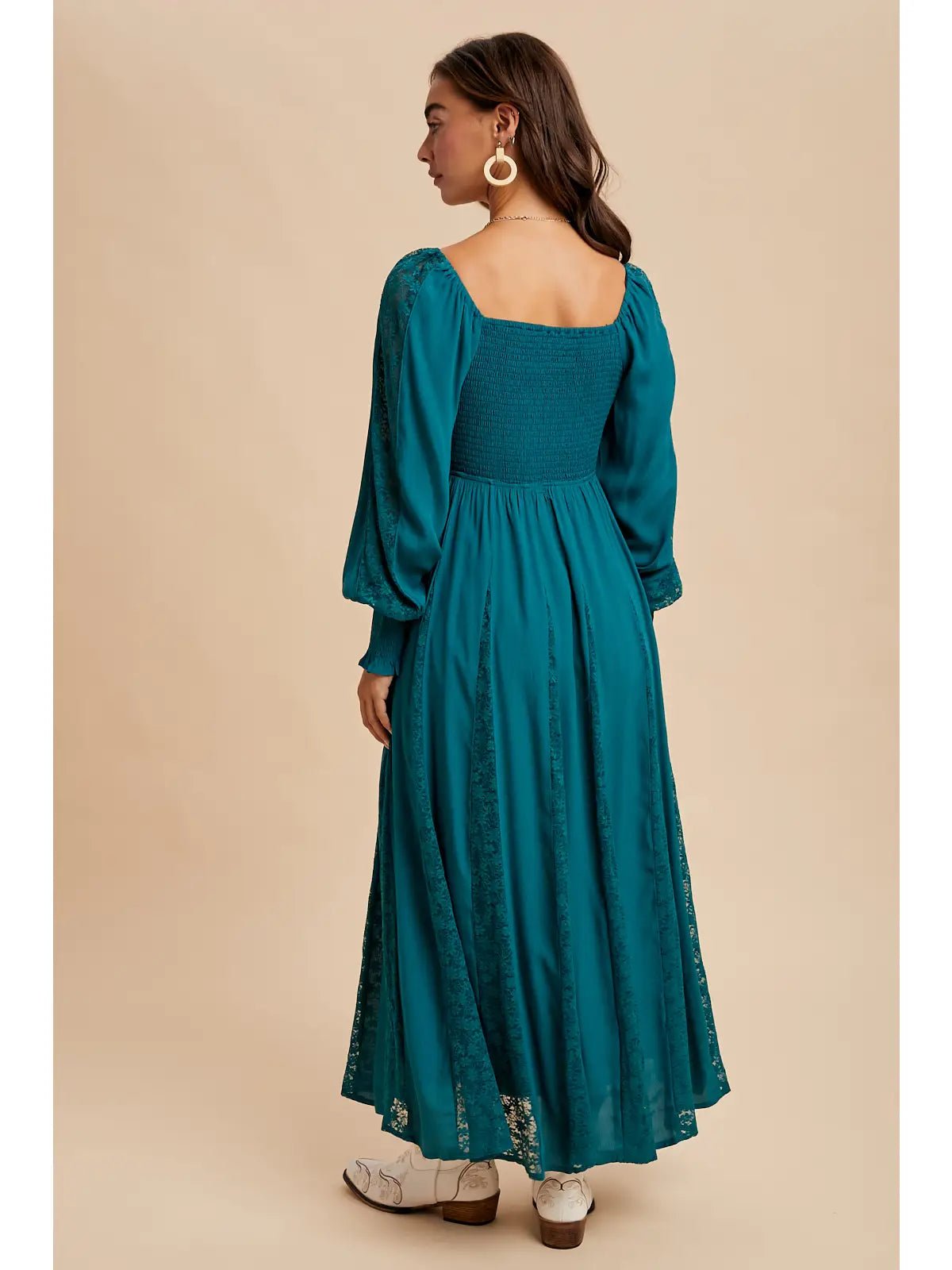 Deep Teal Lace Detail Maxi Dress - She Chester