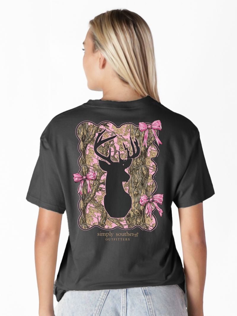 Deer Bow Camo Black SS Tee - She Chester