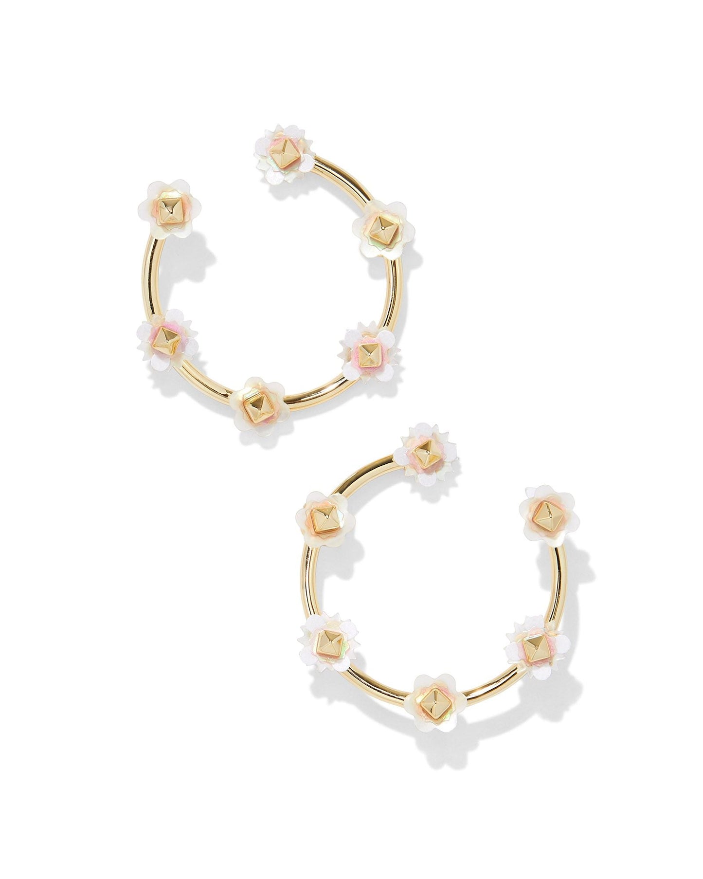 Deliah Open Frame Earrings Gold Iridescent White Mix - She Chester