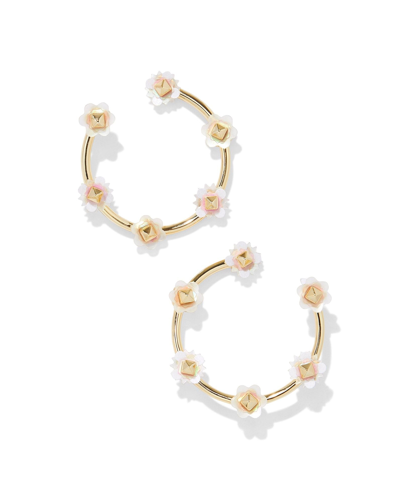 Deliah Open Frame Earrings Gold Iridescent White Mix - She Chester