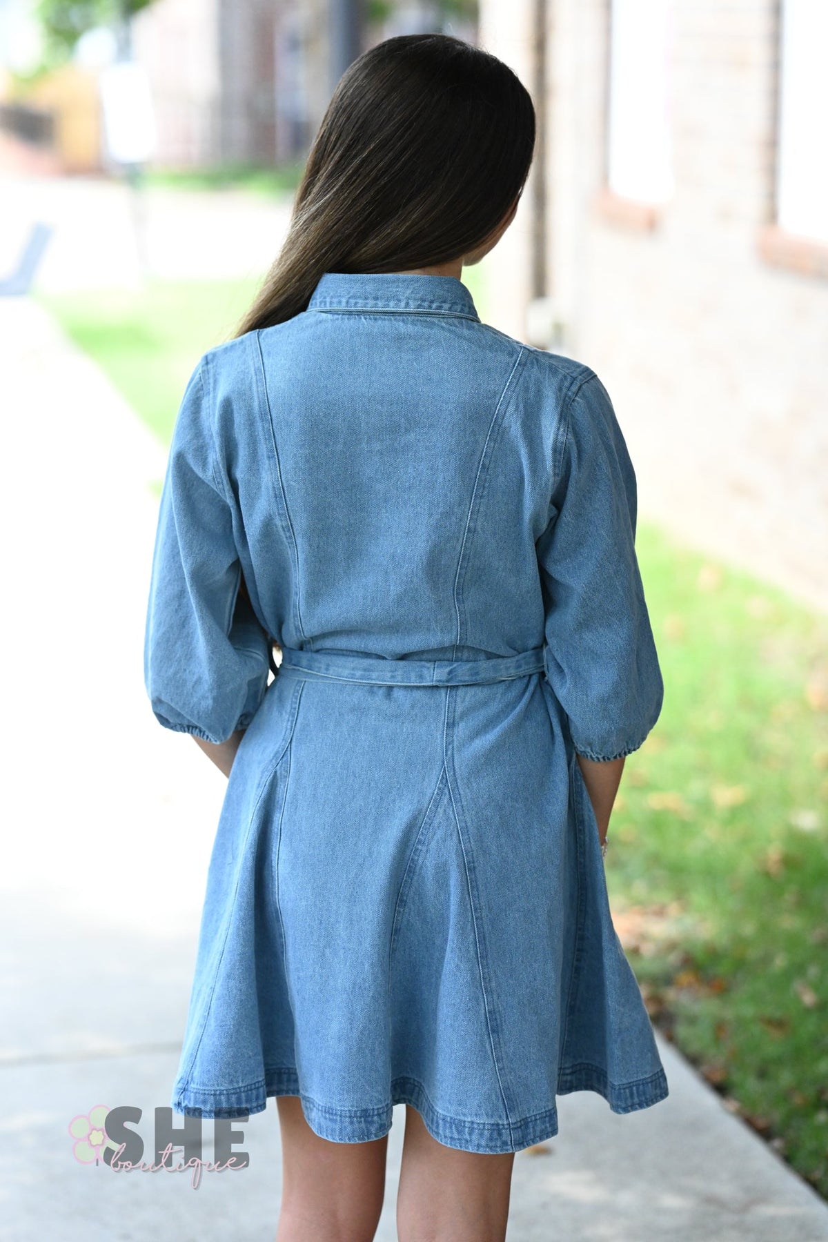 Denim Belted Dress - She Chester