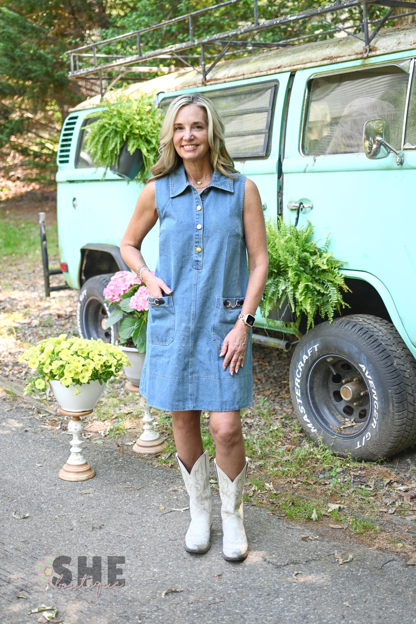 Denim Snaffle Bit Dress - She Chester