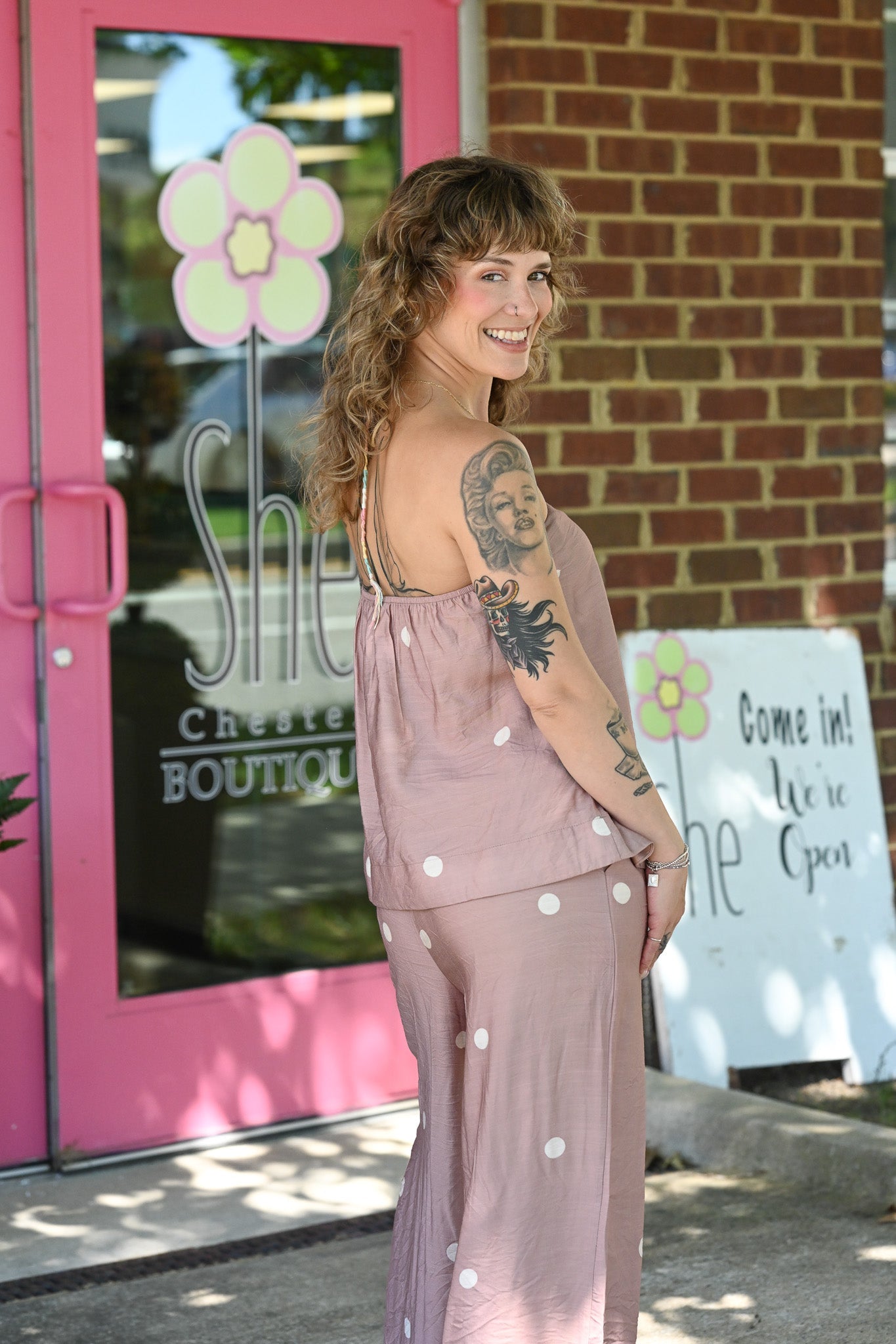 Destinee Mocha Polka Dot Pant - She Chester