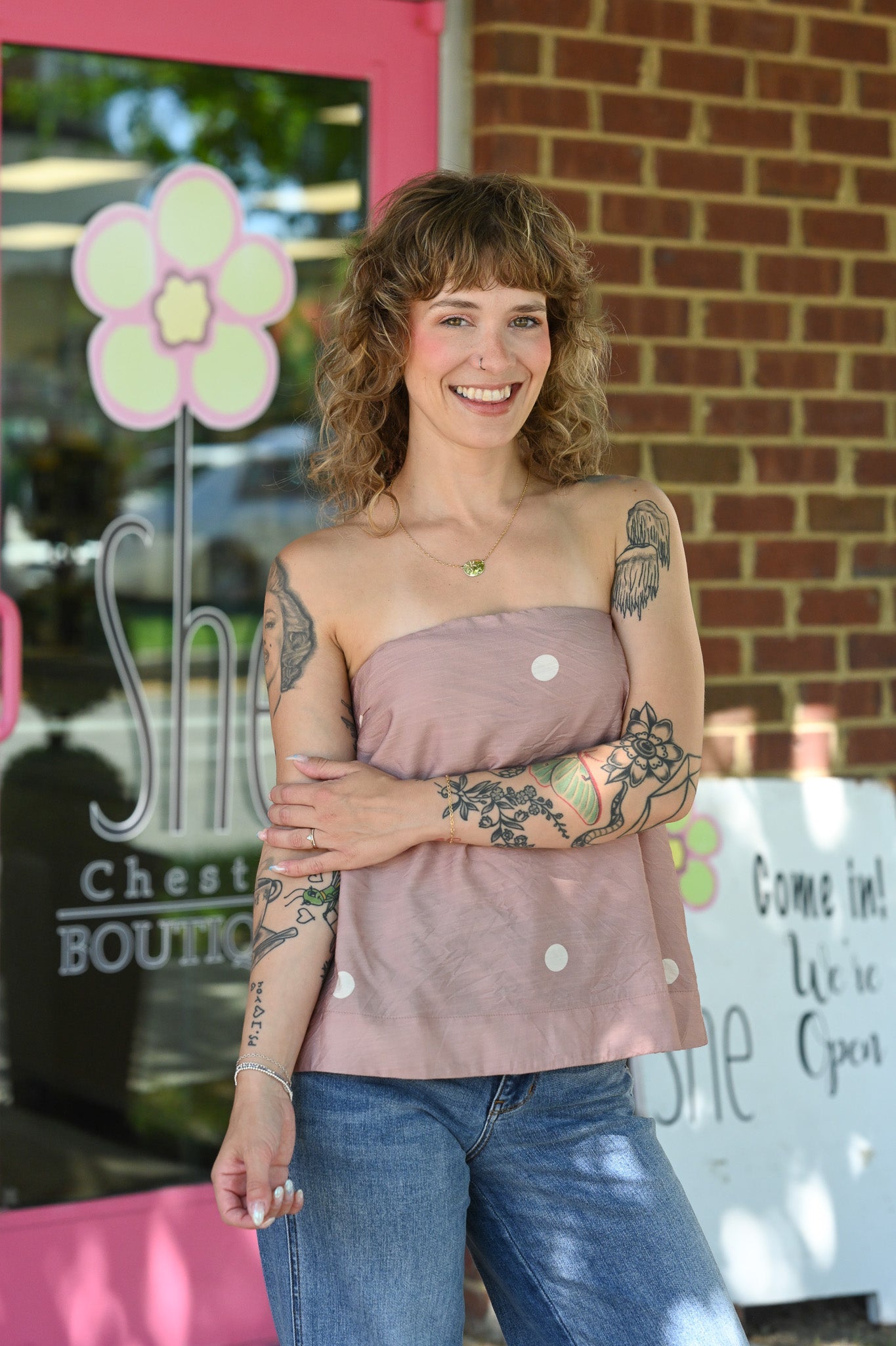 Destinee Mocha Polka Dot Top - She Chester