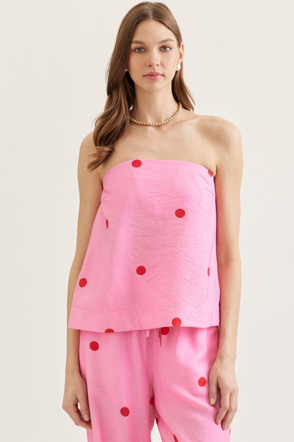 Destinee Pink Polka Dot Top - She Chester