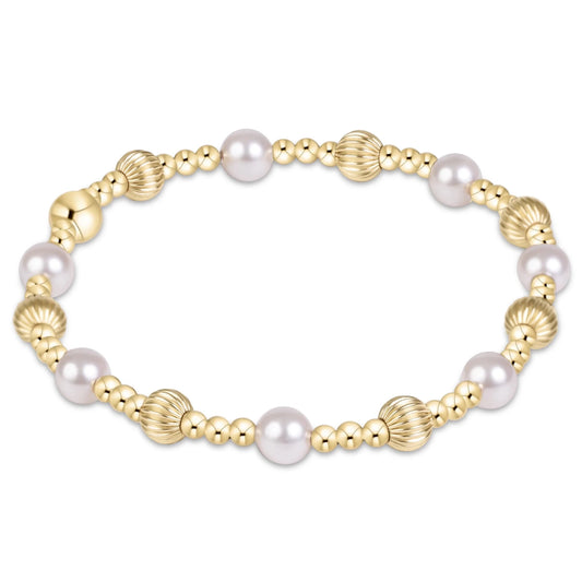Dignity Sincerity Gold 5mm Bracelet - Pearl - She Chester