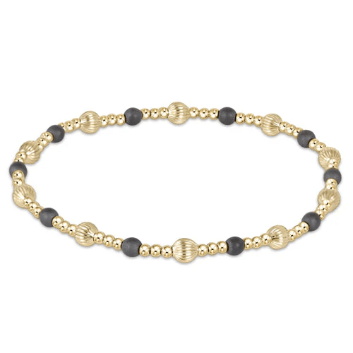 Dignity Sincerity Pattern 4mm Bead Bracelet - Hematite - She Chester
