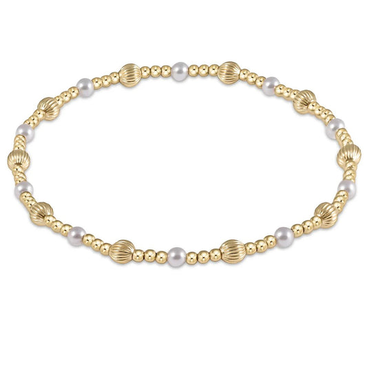 Dignity Sincerity Pattern 4mm Bead Bracelet - Pearl - She Chester