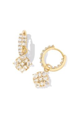 DIRA CRYSTAL HUGGIE EARRINGSGOLD WHITE CRYSTAL - She Chester