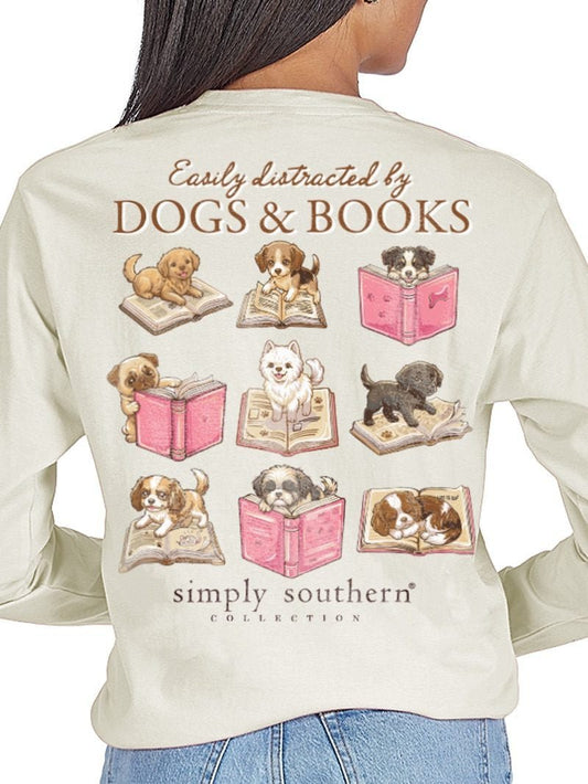 Distracted by Dogs & Books LS Tee - She Chester