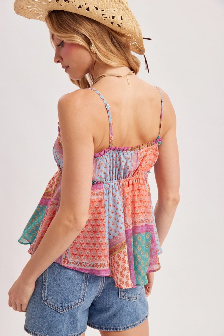 Dixie Pink Patchwork Tank - She Chester
