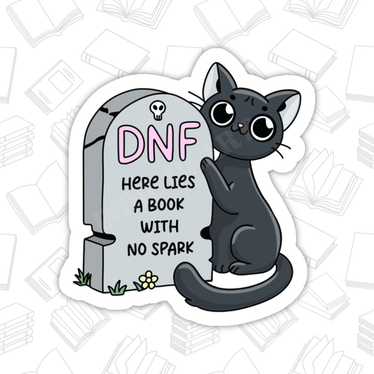 DNF Graveyard Cat Sticker – Bookish Halloween, Glossy Vinyl: 2.5" - She Chester