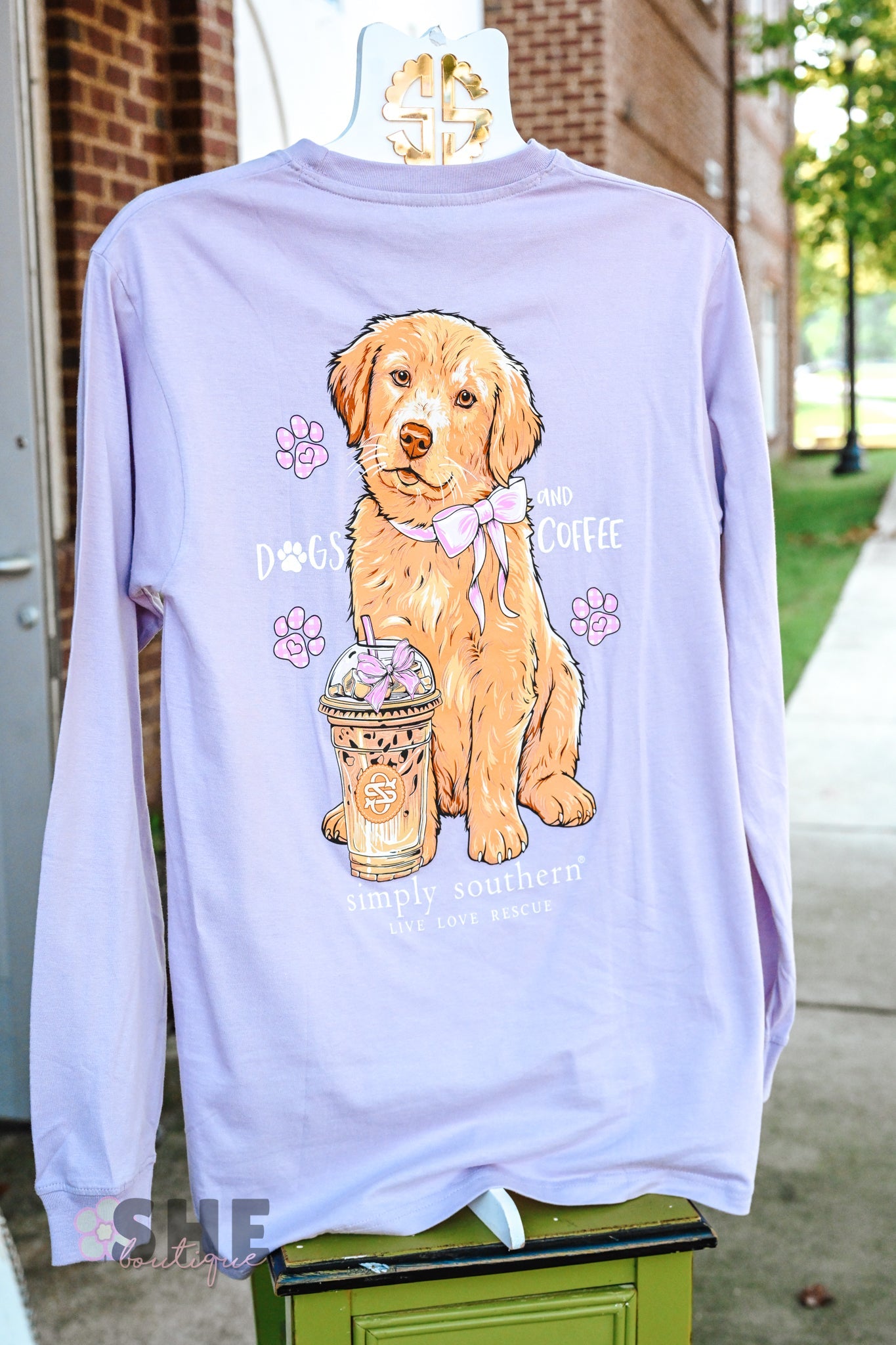 Dogs and Coffee LS Tee - She Chester