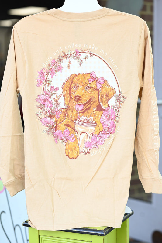 Dogs and Coffee Nicer LS Tee - She Chester