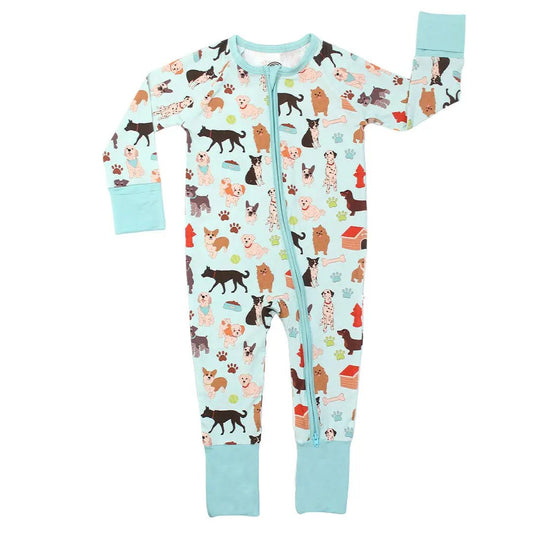 Dogs Bark Bamboo Convertible Baby Pajamas - She Chester