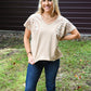 Dolmen Boot Stitch V Neck Tee - She Chester