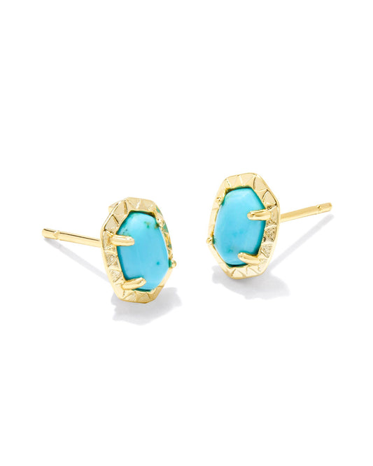 Daphne Stud Earrings Gold Variegated Turquoise