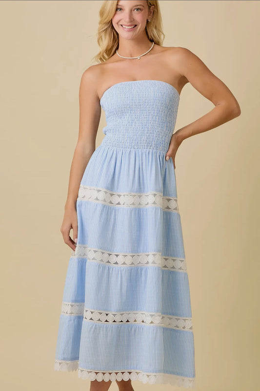 Dream Weaver Strapless Midi Dress - She Chester