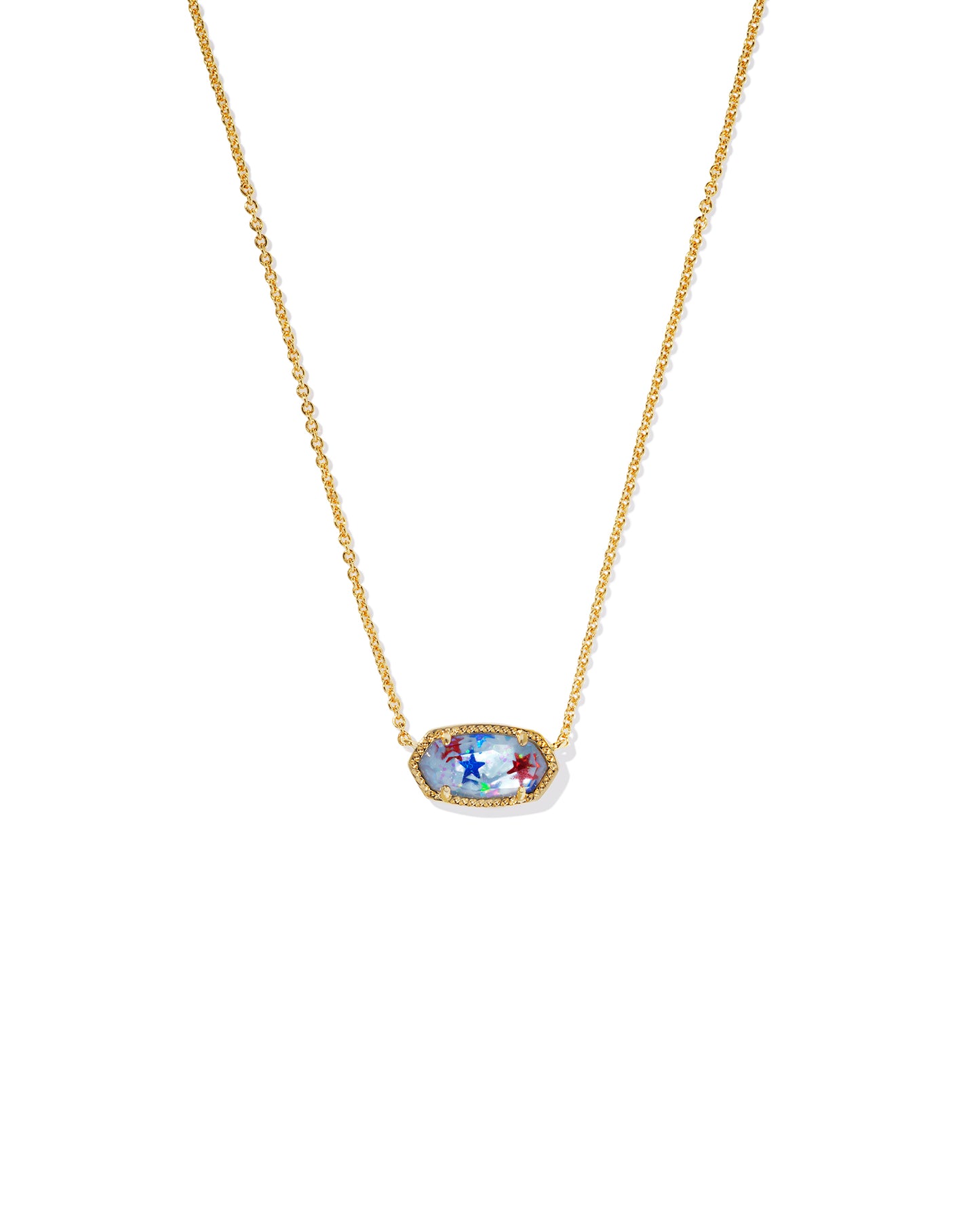 Elisa Necklace Gold Red White Blue Illusion