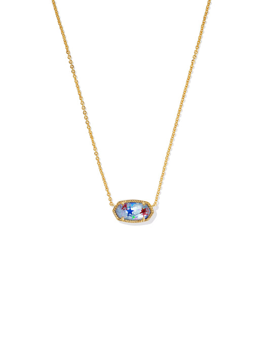 Elisa Necklace Gold Red White Blue Illusion