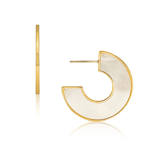 Dua Mother Of Pearl Medium Hoop Earring - She Chester
