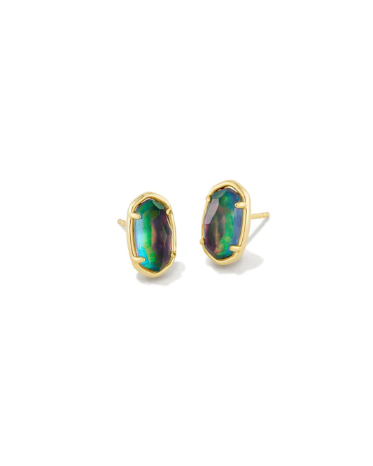 Grayson Stone Stud Earring Gold Lilac Abalone