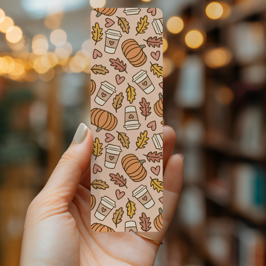 Fall Coffee and Leaves Bookmark