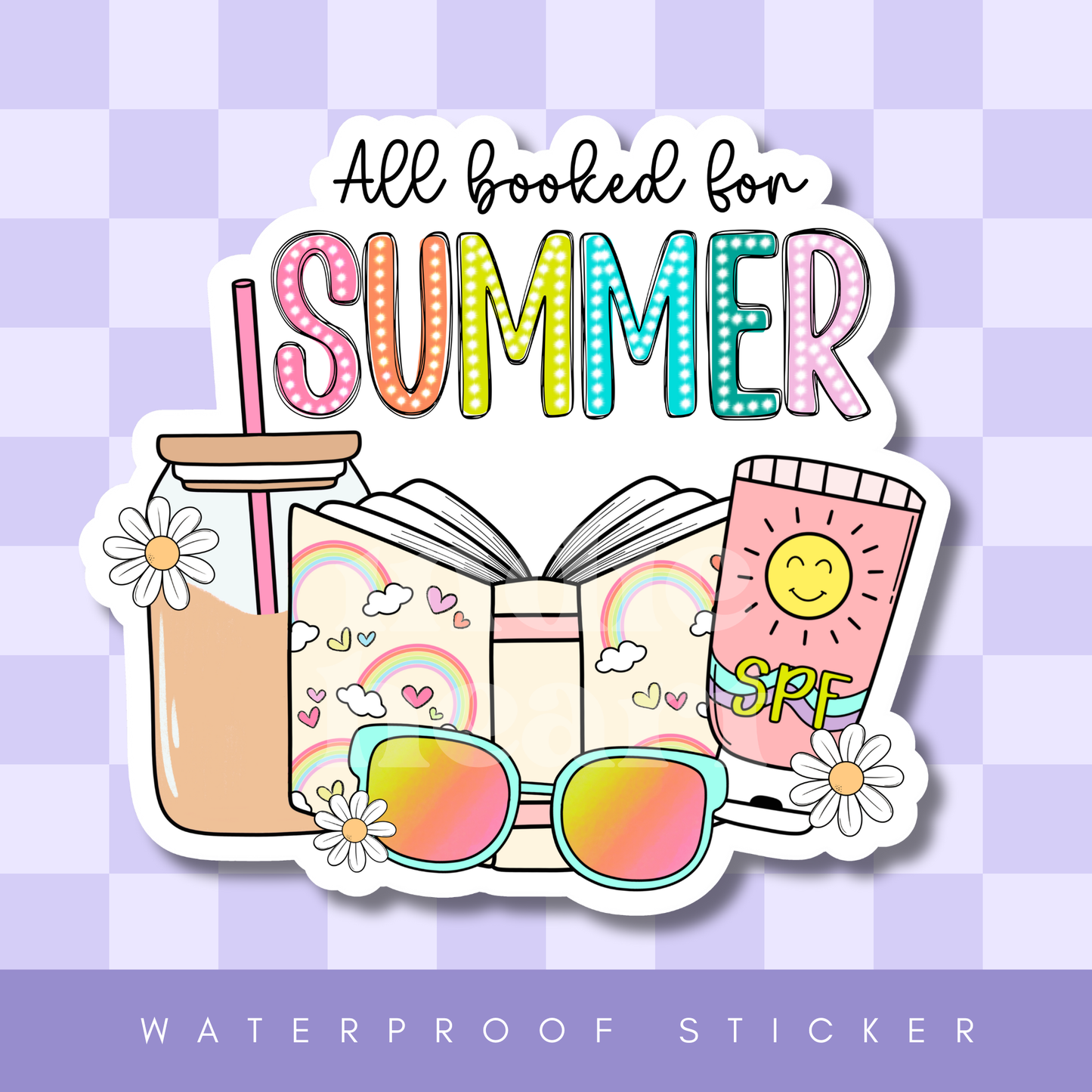All Booked For Summer Sticker: 2.5"