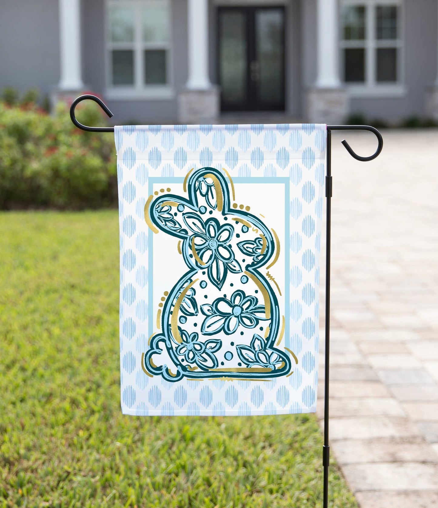 Easter Garden Flag - Chinoiserie Bunny: 12" x 18" - Double - Sided - She Chester