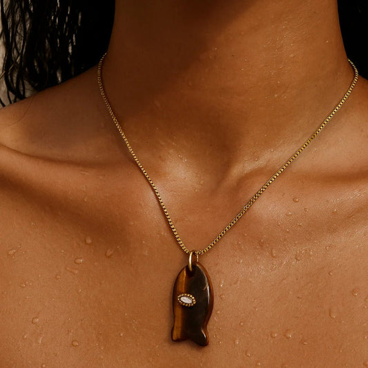 Eden Fish Pendant Necklace Gold - She Chester