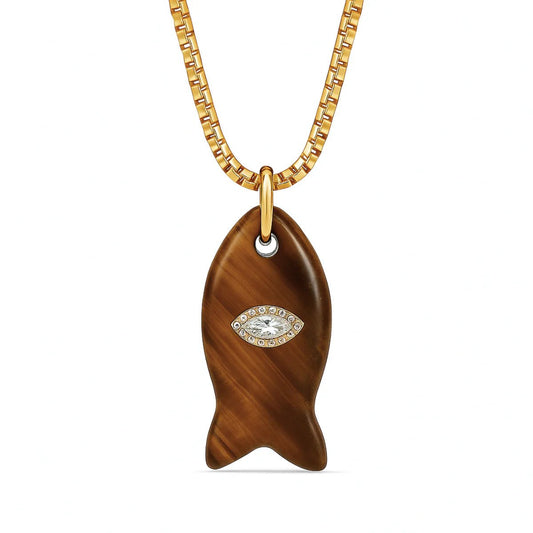 Eden Fish Pendant Necklace Gold - She Chester