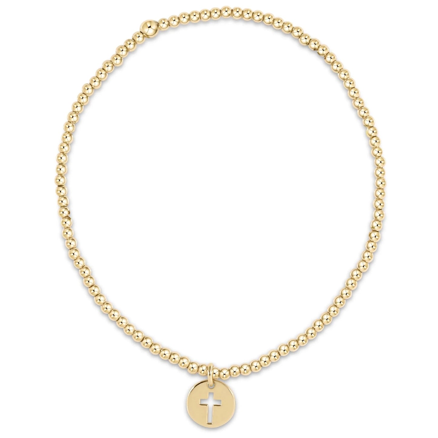 EGIRL Classic Gold 2mm Blessed Cross Disc Bead Bracelet (KIDS) - She Chester