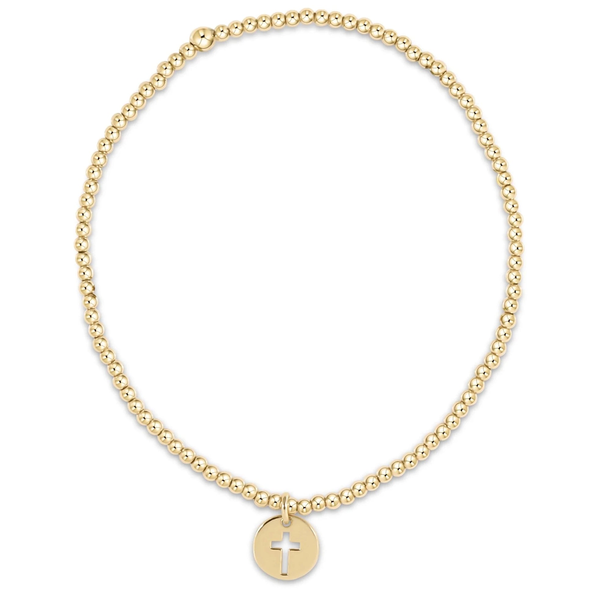 EGIRL Classic Gold 2mm Blessed Cross Disc Bead Bracelet (KIDS) - She Chester