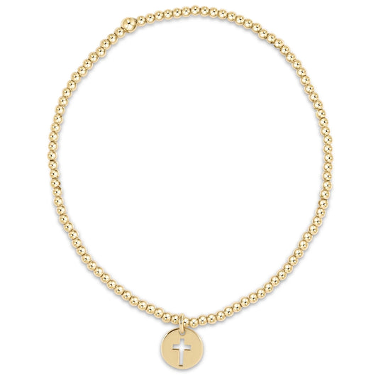 EGIRL Classic Gold 2mm Blessed Cross Disc Bead Bracelet (KIDS) - She Chester