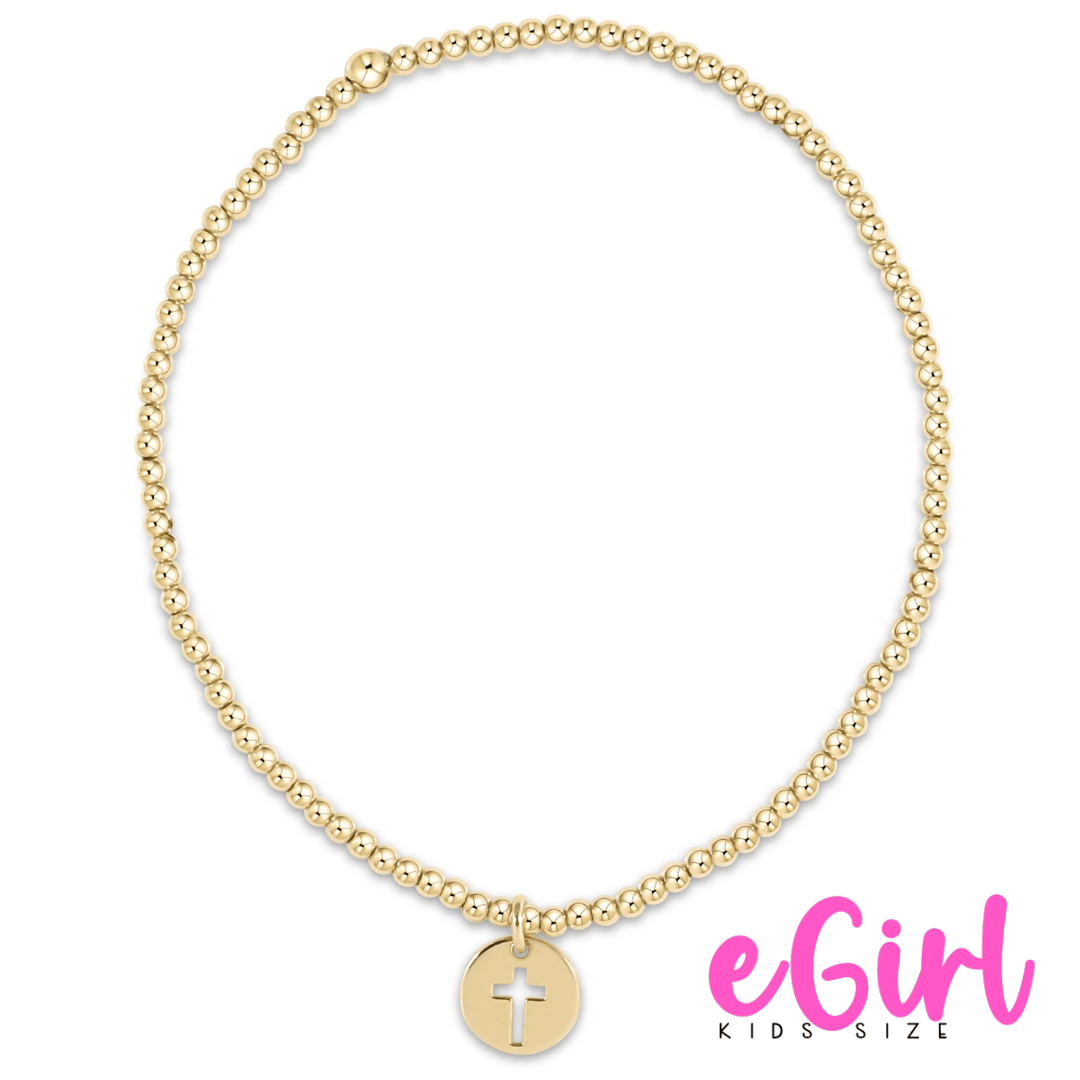 EGIRL Classic Gold 2mm Blessed Cross Disc Bead Bracelet (KIDS) - She Chester