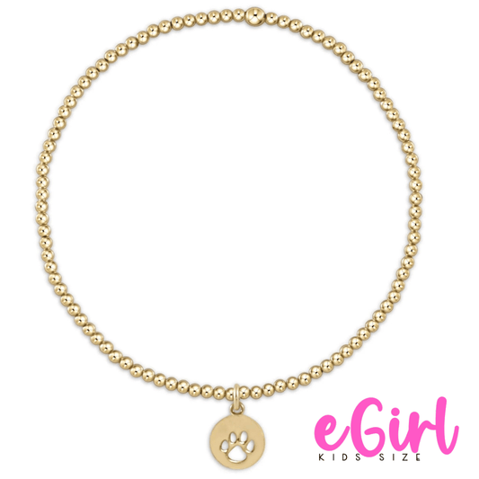 EGIRL Classic Gold 2mm Paw Print Disc Bead Bracelet (KIDS) - She Chester